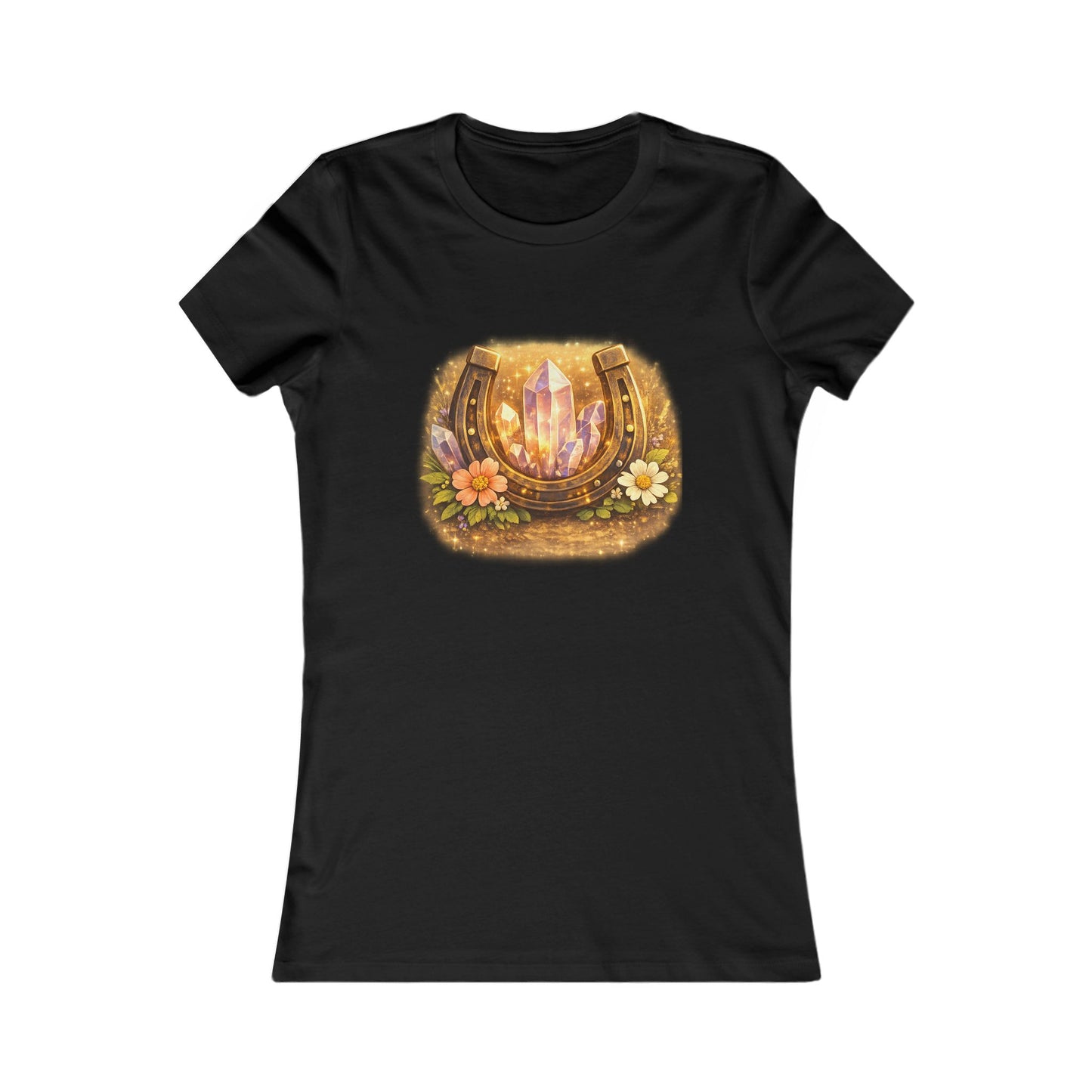 Crystal Horseshoe Tee — Women's Lucky Charm Graphic Shirt