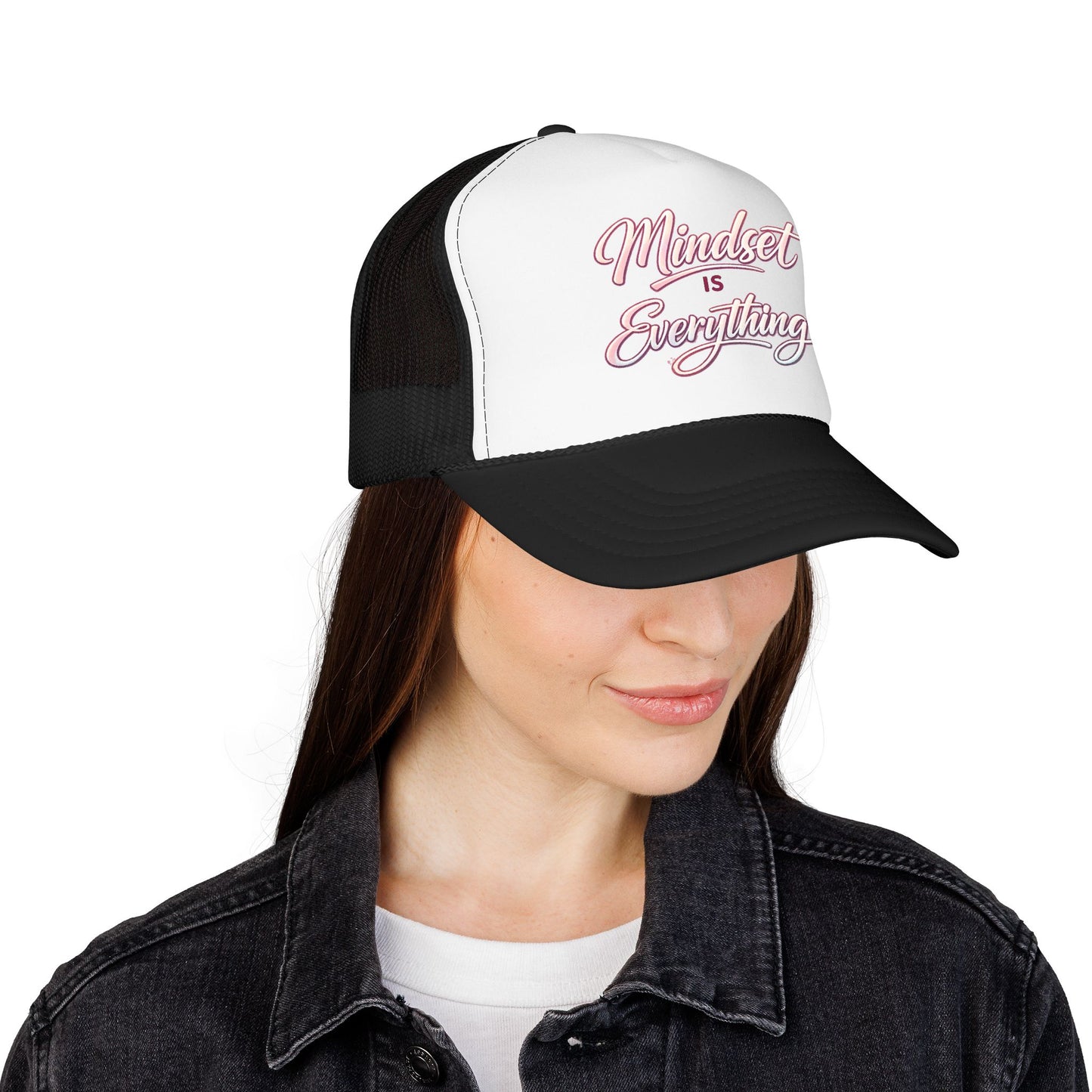 Mindset Is Everything Foam Trucker Hat — Motivational Mesh Cap