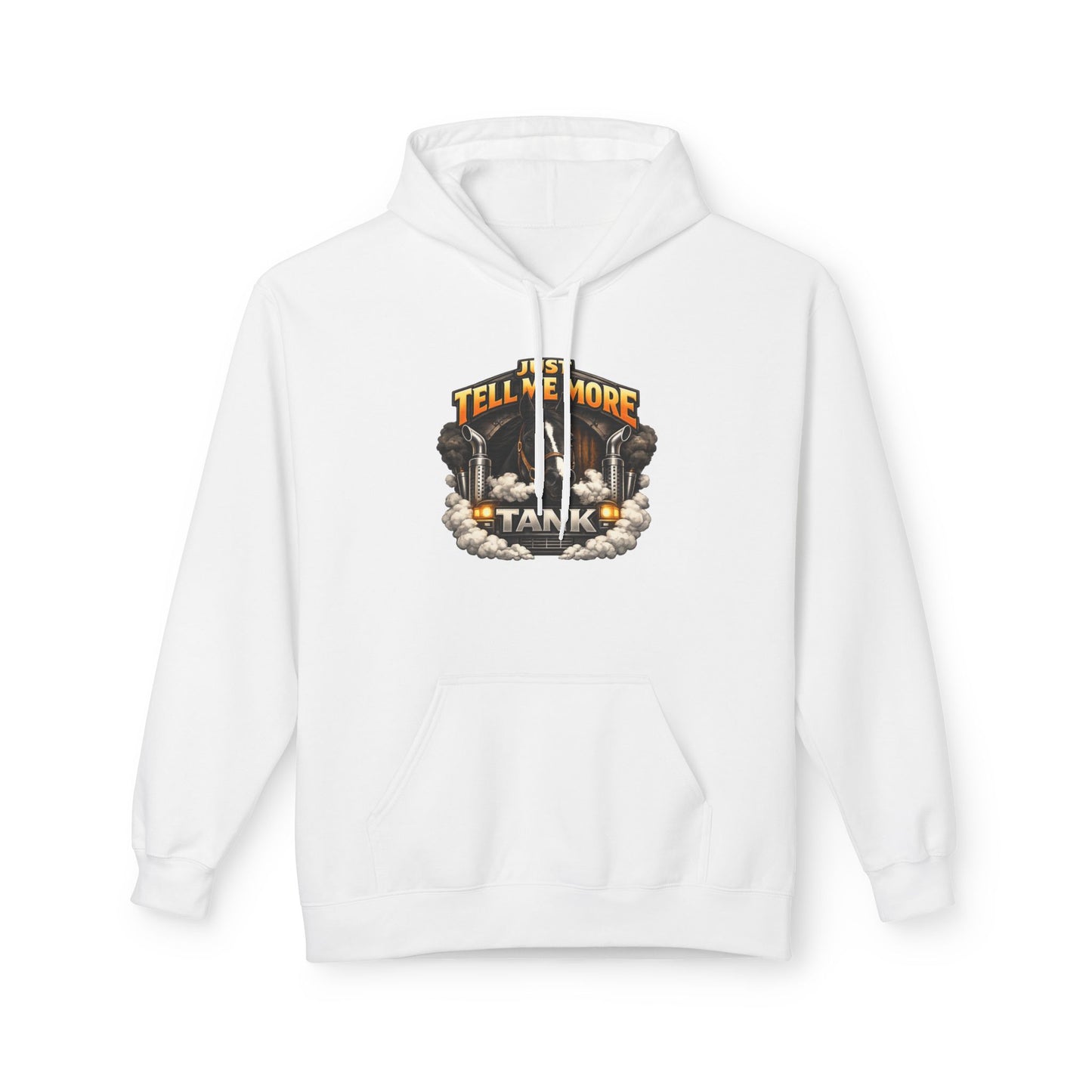 Tell Me More Tank Hoodie — Graphic Military Tank Illustration Hoodie
