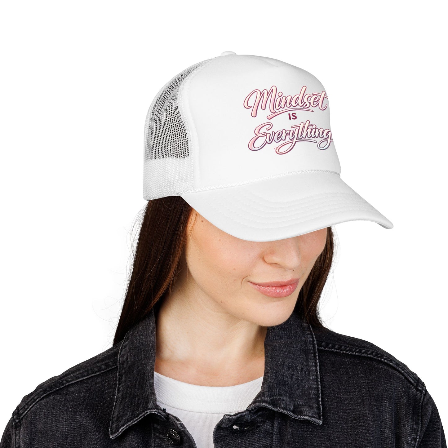 Mindset Is Everything Foam Trucker Hat — Motivational Mesh Cap