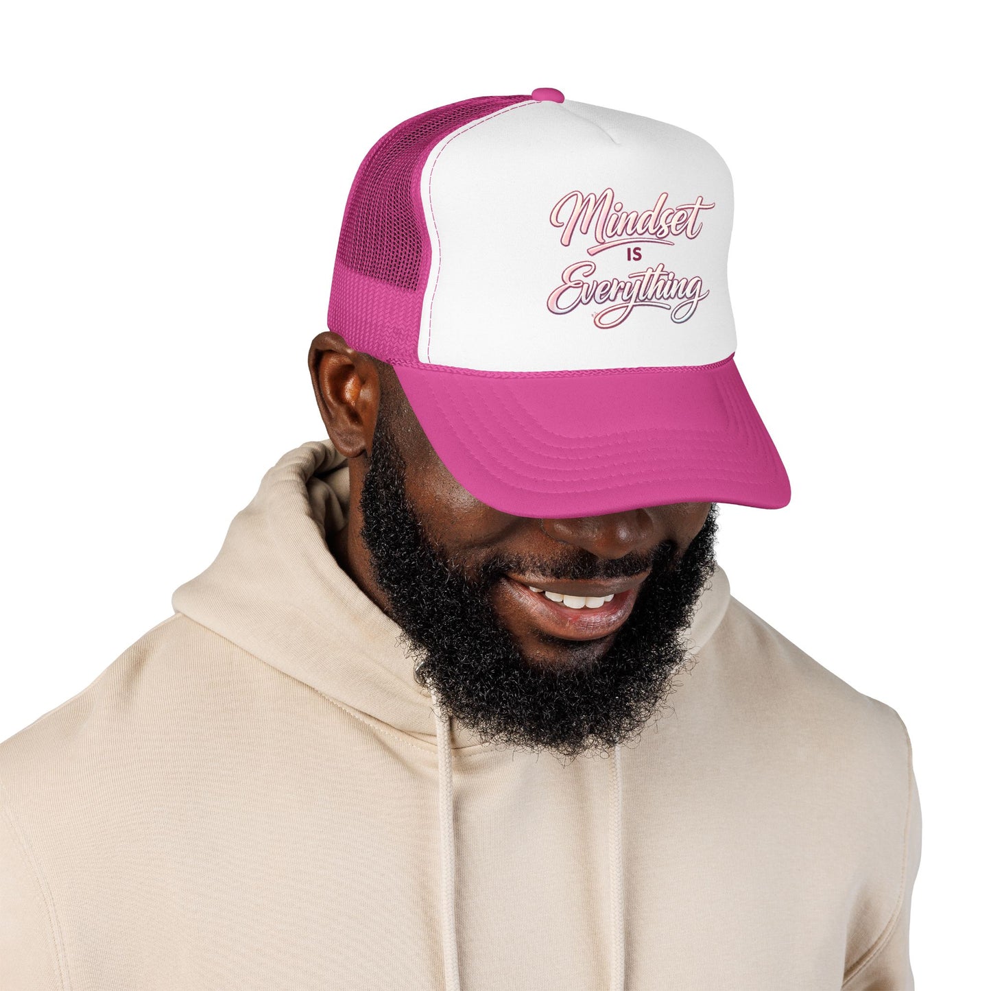 Mindset Is Everything Foam Trucker Hat — Motivational Mesh Cap