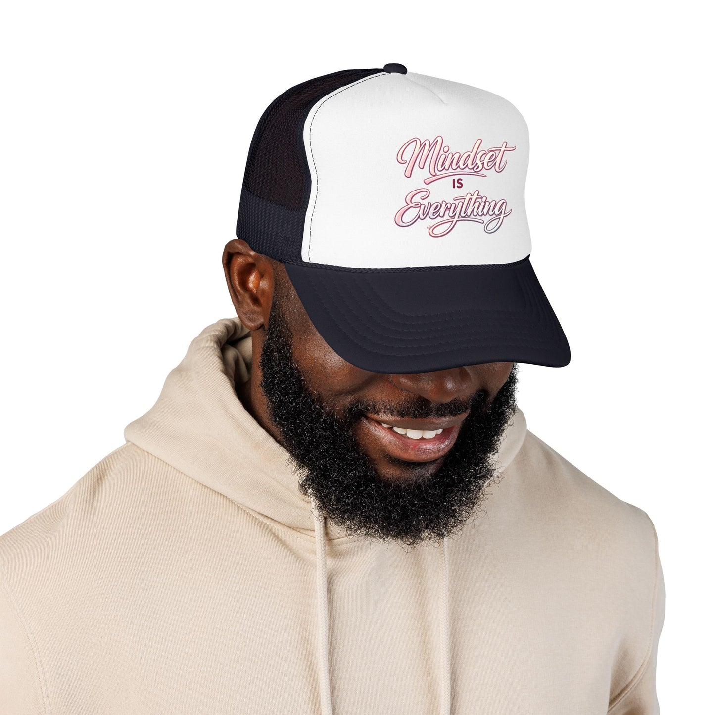Mindset Is Everything Foam Trucker Hat — Motivational Mesh Cap