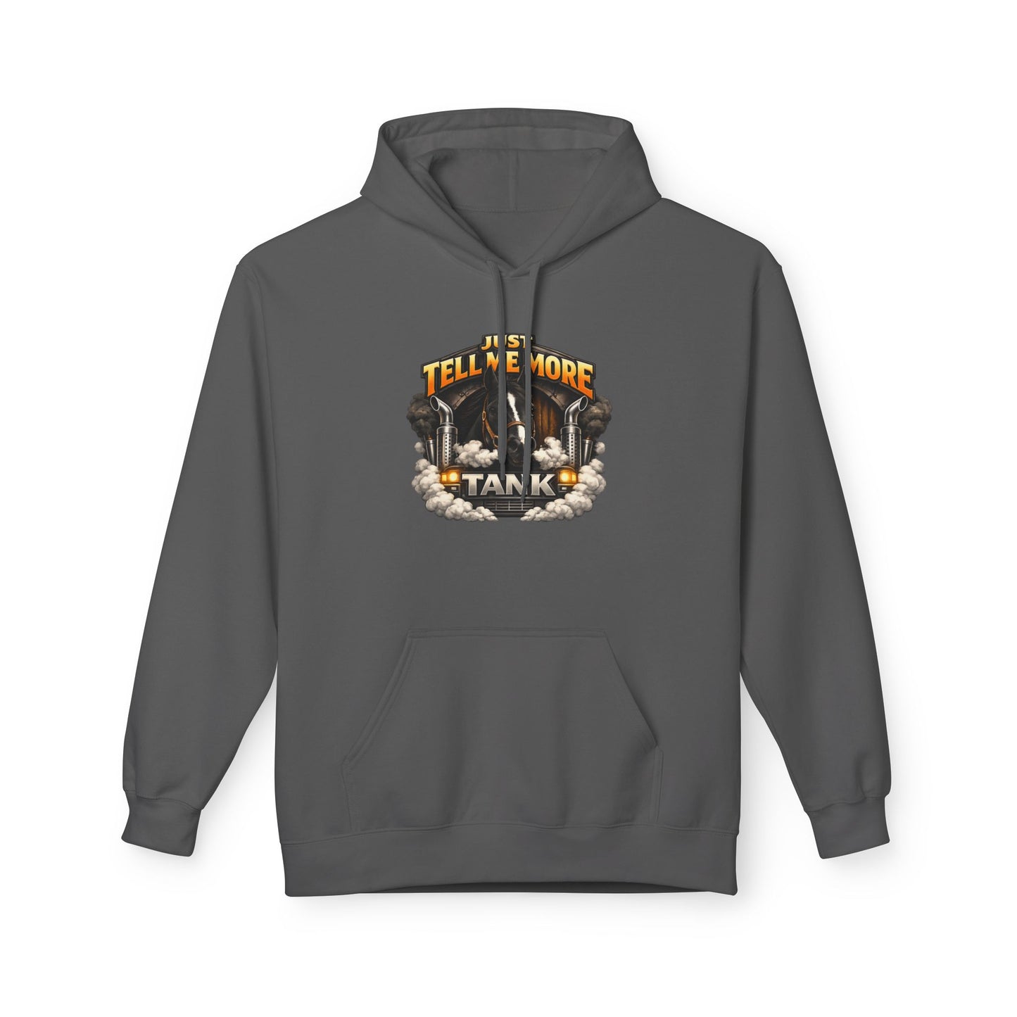 Tell Me More Tank Hoodie — Graphic Military Tank Illustration Hoodie