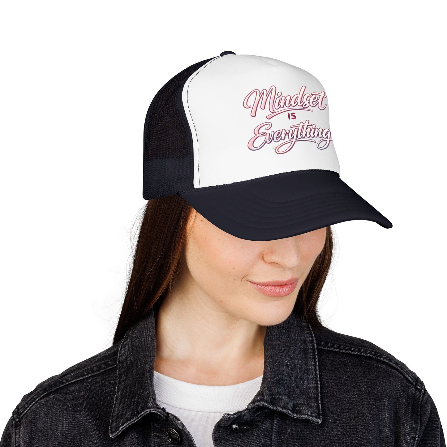 Mindset Is Everything Foam Trucker Hat — Motivational Mesh Cap