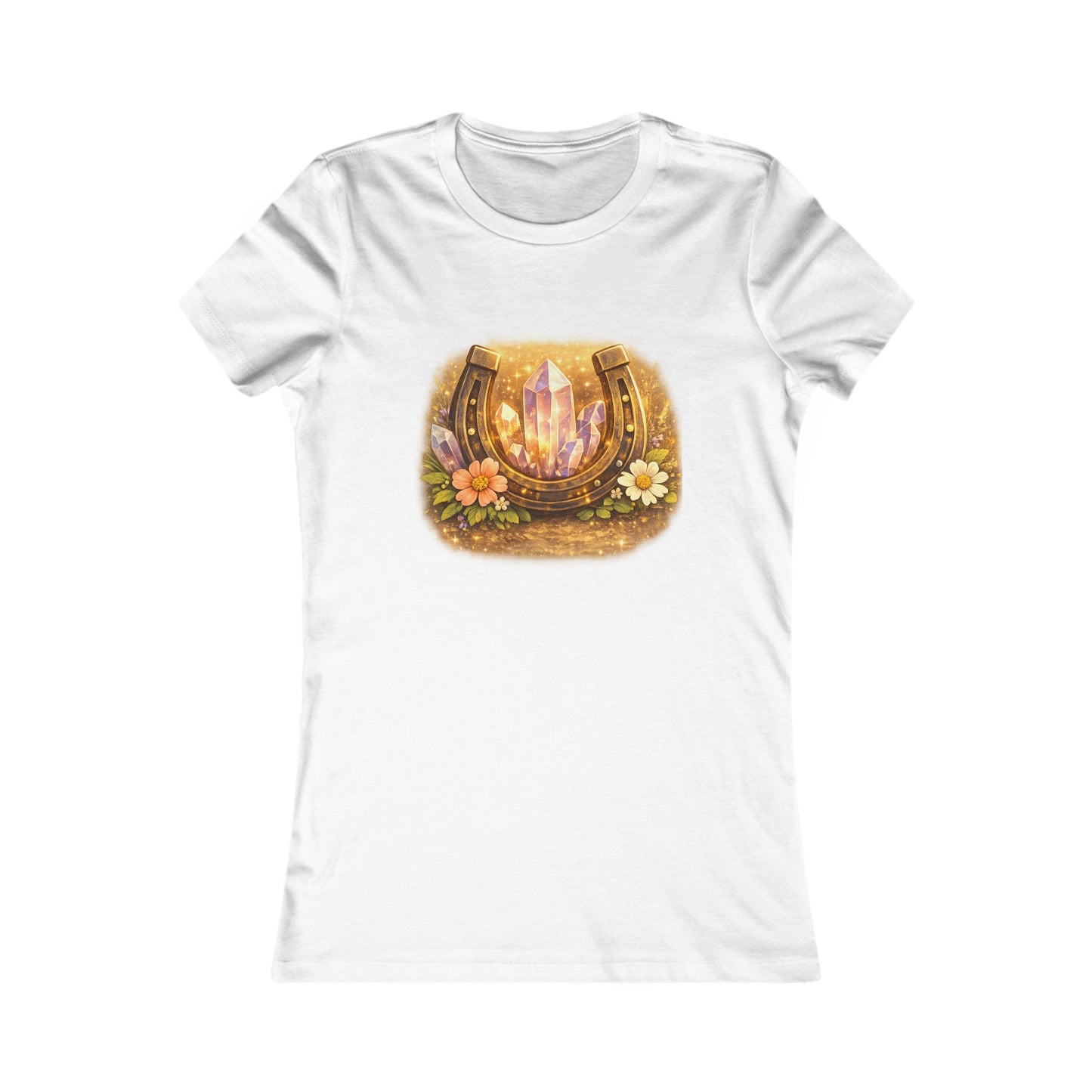 Crystal Horseshoe Tee — Women's Lucky Charm Graphic Shirt