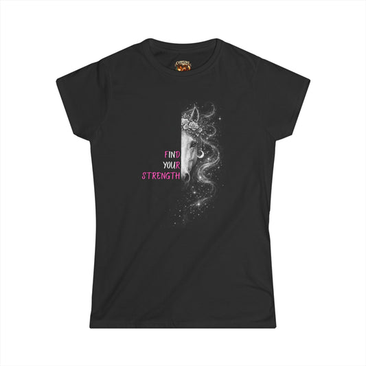Women's Tee — 'Find Your Strength' Floral Moon Graphic