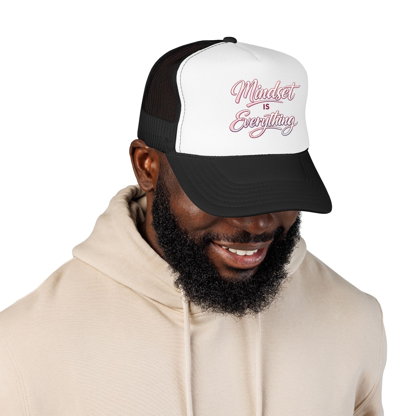 Mindset Is Everything Foam Trucker Hat — Motivational Mesh Cap