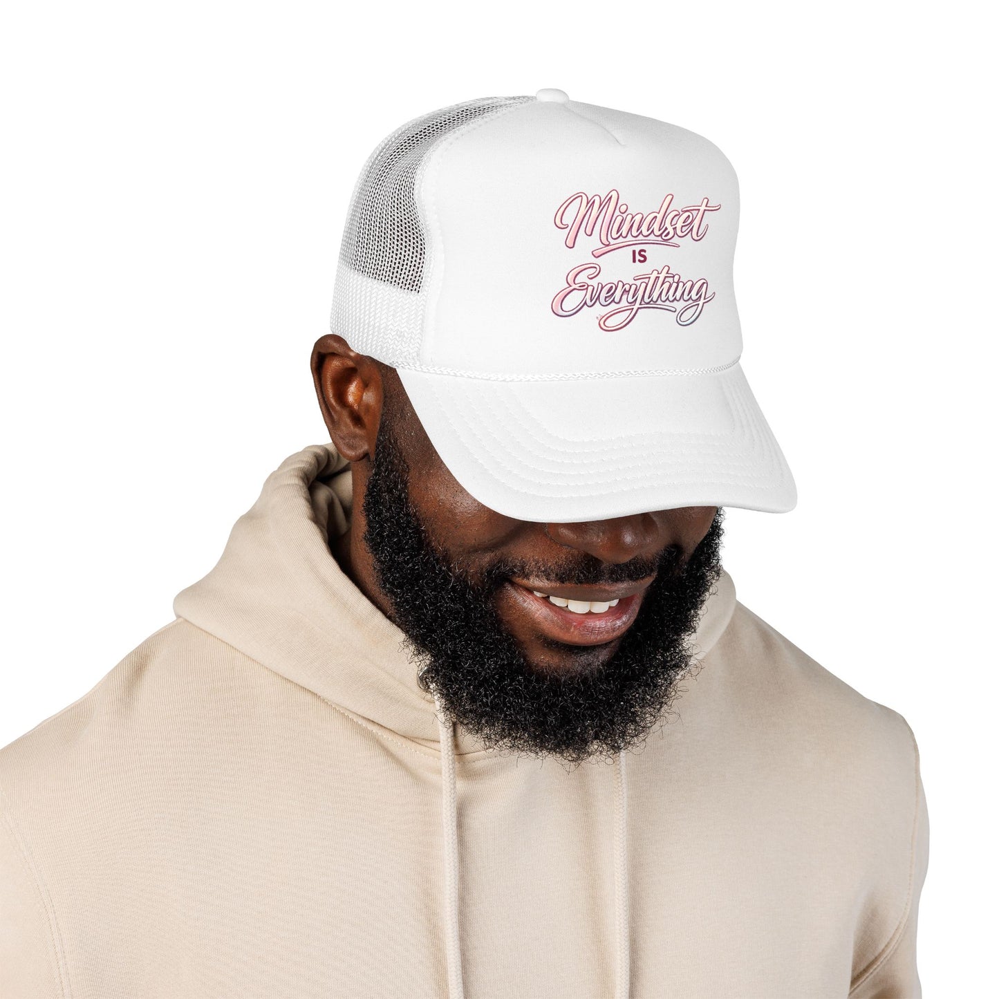Mindset Is Everything Foam Trucker Hat — Motivational Mesh Cap