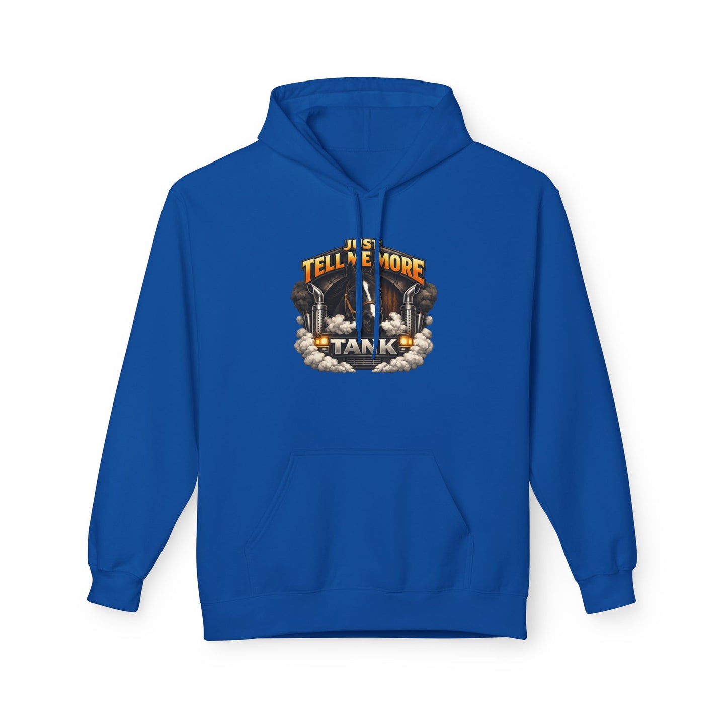 Tell Me More Tank Hoodie — Graphic Military Tank Illustration Hoodie