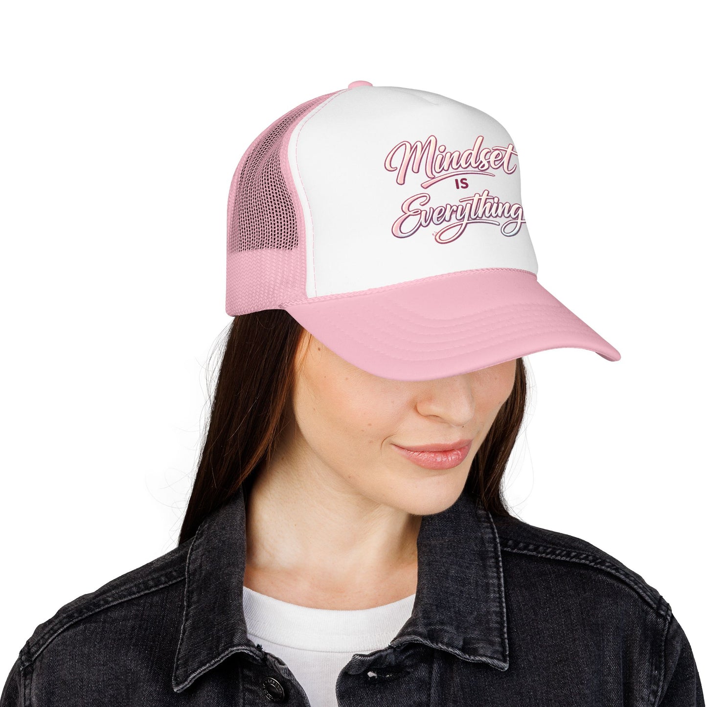 Mindset Is Everything Foam Trucker Hat — Motivational Mesh Cap