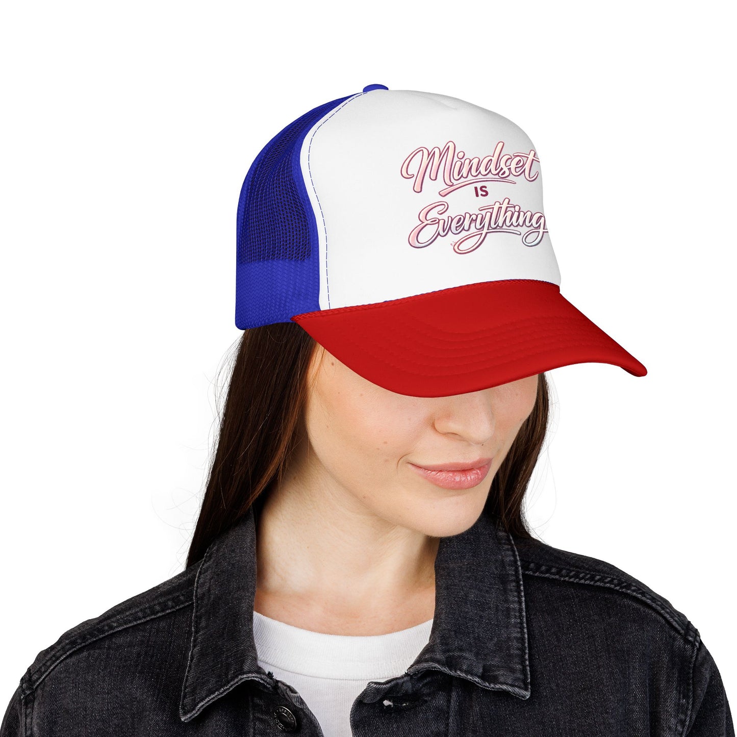 Mindset Is Everything Foam Trucker Hat — Motivational Mesh Cap